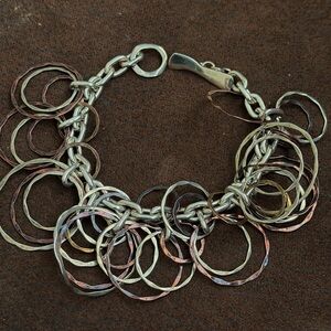 Vintage Robert Lee  Morris  Silver Circle charms Link Bracelet
